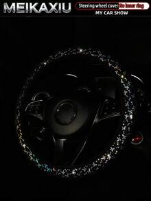 MEIKAXIU 1pc New Beautiful Bling Bling Bow PU Leather Car Steering Wheel Cover Without Inner Ring, Suitable For 14.5-15 Inch Car Decoration Accessories For Women - Bow - View 9