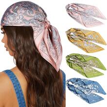 4pcs Satin Headscarf Headwrap Sleeping Headband - 27.5 Inch Satin Square Headscarf For Women - Multicolor - View 7