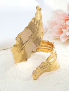 1pc Fashionable Elegant Minimalist Criss-Cross Leaf Design Bracelet, Suitable For Women's Daily Wear And Parties - Leaf-shaped Bracelet - View 3