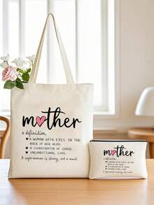 母亲节帆布手提袋，母亲节礼物，送给最佳妈妈的礼物，手提包 - 彩色 - 查看 1