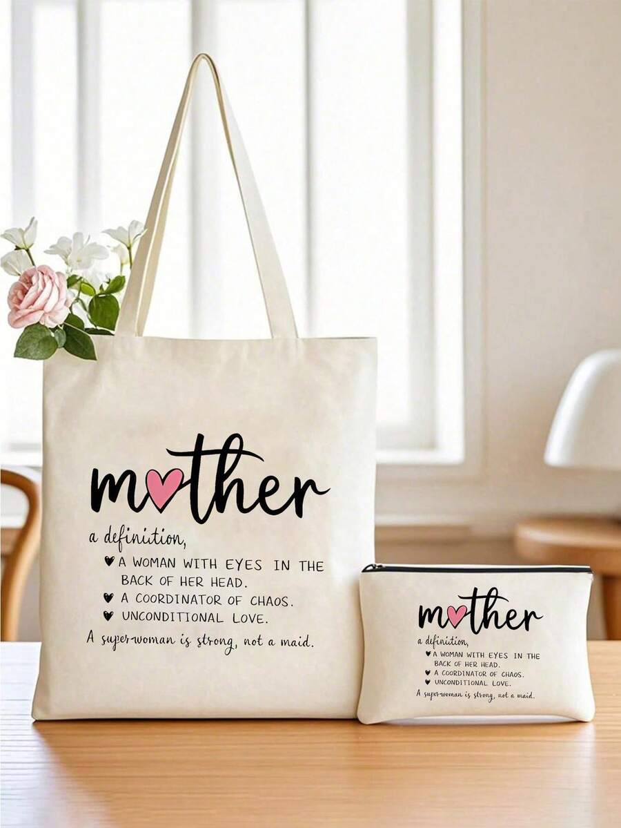 母亲节帆布手提袋，母亲节礼物，送给最佳妈妈的礼物，手提包 - 彩色 - 查看 1