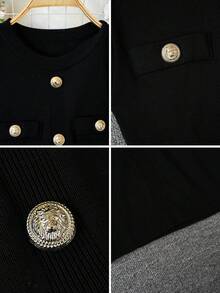 新款春夏修身针织迷你连衣裙，收腰设计，凸显身材曲线，黑色 - 黑色 - 查看 10