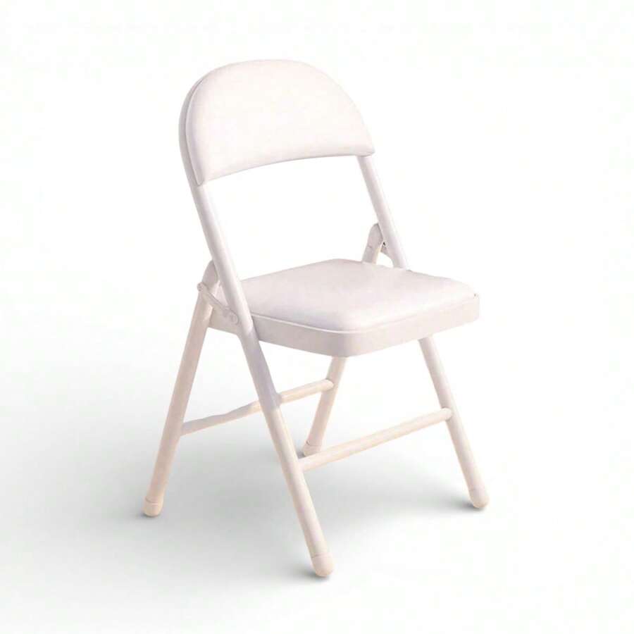 Portable Armless Padded Dining Seat For Indoor Living Room And Dining Room, 1 Piece Kids Upholstered Padded Folding Chair, Event Chair For Kids Bedroom Folding Chairs - 白色 - 查看 1