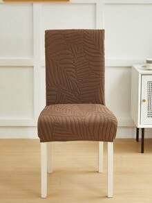 Bộ 1/4/6/8 vỏ bọc ghế màu kaki có thể tháo rời, chất liệu nhung mềm mại với họa tiết lá cây, co giãn tốt, phù hợp cho ghế phòng ăn, phòng khách và phòng ngủ. - Cà phê nâu - Xem 3