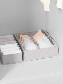 Grey Clothes Storage Box With Inner Lingerie Compartment - Grey - View 7