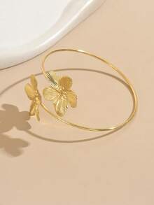 1pc Exaggerated Geometric Floral Cuff Bracelet For Women, Luxurious Style - Flowers - View 3