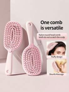 Detangling Self Cleaning Hair Brush Wet And Dry Curved Vent Massage Square Paddle Detangle Hair Brush For Curly Hair Brush Detangling Brush - Multicolor - View 6