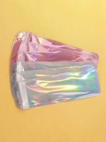 50 piezas Bolsas de empaque arcoíris, bolsas semitraslúcidas con cierre automático, bolsas con cremallera láser de colores, adecuadas para empaque de joyas con brillo, aretes - Multicolor - Ver 7