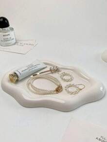 云朵造型塑料托盘，奢华梳妆台珠宝配饰收纳整理架，桌面装饰，优雅珠宝香水展示架，适用于家居、客厅、办公室，母亲节、节日、生日礼物，家居收纳整理的理想之选。 - 彩色 - 查看 5