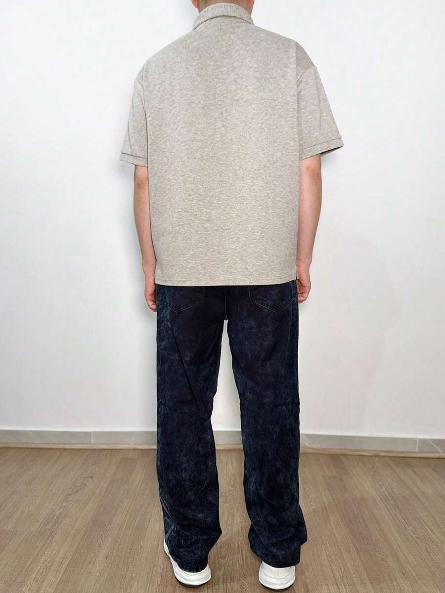 Baggy Jeans, Wide-Leg Balloon Pants, Straight Cut, Carpenter Style, Unisex - 藏蓝色 - 查看 1