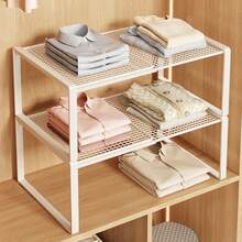 Extendable Wardrobe Tiered Shelves, Wardrobe Storage Rack,Cabinet Tiered Shelves - White - View 6