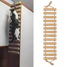 1pc Hanging Sisal Cat Climbing Ladder, For Playing, Climbing And Scratching, 50cm/100cm Length, Natural Pine Wood, Sturdy And Durable, Max Load 12kg (26lb) - Apricot - View 4