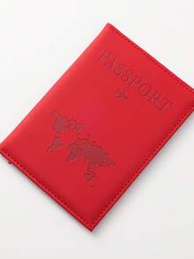 1 pieza Funda para pasaporte minimalista de color rosa rojo - rojo - Ver 7