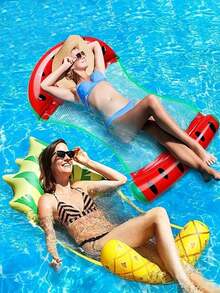 1个充气菠萝漂浮床，水果系列成人可折叠吊床漂浮垫，沙滩必备游泳游戏 - 彩色 - 查看 2