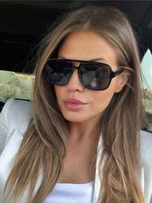 一副方形个性化黑色经典时尚眼镜，沙滩配饰，女士眼镜，秋冬季女士日常商务休闲礼品 - 彩色 - 查看 6