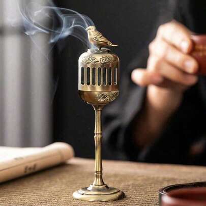 Đèn xông hương hình chim ác là vàng, đồ trang trí để bàn theo phong cách cổ điển, giá đựng hương, phụ kiện phòng khách, lò xông hương bằng kim loại, đồ trang trí đền thờ tại nhà, liệu pháp hương thơm, giá đựng hương, tháp hương, hộp đựng gỗ đàn hương, trà đạo, quà tặng, quà tặng văn hóa truyền thống