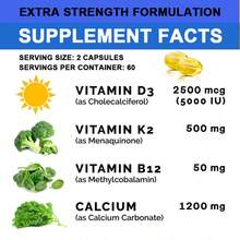 Calcium Supplement - Contains Vitamins D3, K2, B12, Zinc, Supports Immune, Nerve & Heart Health - 120 Softgels - 1 chai - Xem 4