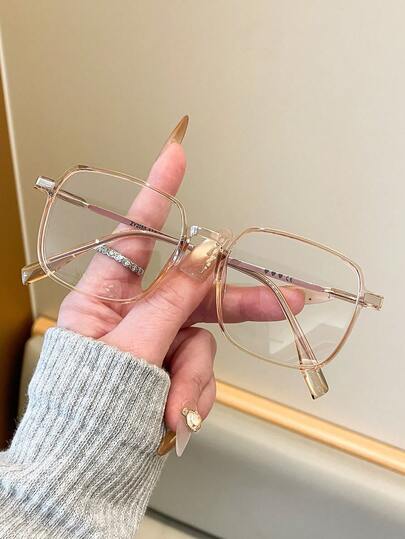 一副女士防眼疲劳眼镜，适用于电脑、电视、游戏和智能手机使用，透明镜片，时尚护眼配件