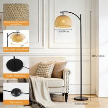 Boho Rattan Floor Lamp – Handwoven Bamboo Standing Lamp For Living Room, Bedroom & Natural Home Decor - 美規A型插(110-127V) - 查看 12
