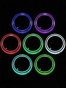 Yogle LED Cup Holder Light, 7 Color Changing, USB Charging, Waterproof Cup Mat, LED Car Interior Atmosphere Decorative Light, Car Accessories - Multicolor - View 5