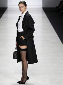 A Pair Of Women's Black Knee-Length Stockings. Spring-Summer-Autumn Lightweight Transparent Breathable Long-Legged Thigh Socks. Fashionable And Sexy. Suitable For Daily Life, Business Parties And Gatherings. - Black - View 3