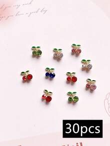 Bộ 10/30 miếng trang trí nghệ thuật, thiết kế hoa anh đào mùa xuân/hè, miếng dán móng tay hình hoa anh đào mini bằng kim loại, trang sức móng tay phong cách Y2K, trang trí DIY 3D thanh lịch kiểu Nhật Bản, trang trí móng tay hình trái tim cho móng ngắn, phù hợp cho nữ giới, dụng cụ làm móng, trang sức móng tay, đá trang trí móng tay. - Nhiều màu - Xem 7
