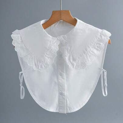 Minimalist Pointed Collar Lace Fake Collar, Cotton Peter Pan Collar Outerwear