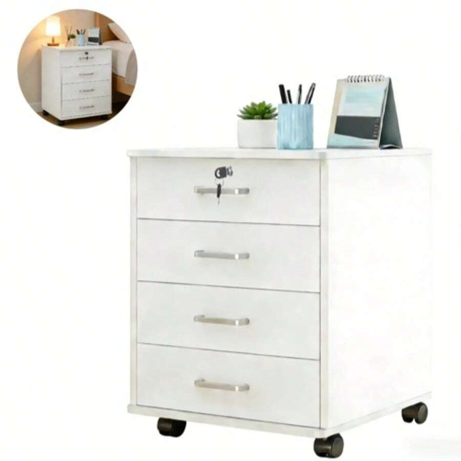 Archivador De 4 Cajones Organizador Archivero Con 4 Ruedas - Blanco - Ver 1
