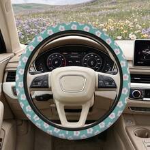 1pc Cute Floral Car Steering Wheel Cover, Non-Slip Wear-Resistant Fashionable, 14.6-15in Universal Size, Easy Installation Breathable, No Inner Ring Steering Wheel Protector, Portable Installation, Suitable For Sedan, SUV, Unisex, Car Interior Accessory - Multicolor - View 3