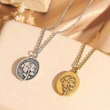 1pc Exquisite & Fashionable Women's Copper High-Color Retention Embossed Floral Necklace, Delicate Women Necklace - A - View 7