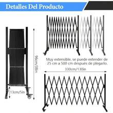 Puerta de Valla de  Metálica de 130 Pulgadas Puerta de Bloqueo de Perros Portátil Puerta de Perro de Valla Metálica Retráctil y Plegable - Negro - Ver 4