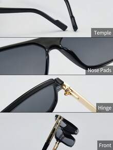 1pc Men's Fashion Metal Frame Vintage Versatile Casual Fashion Glasses, All-Match Model Suitable For Daily Wear, Driving, Travel, Beach, UV Protection - Multicolor - View 9