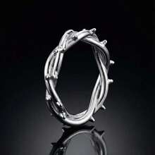 Classic Twisted Rope Criss-Cross Leaf Geometric Couple Rings, Daily Wear Gift Jewelry For Women - White - View 8