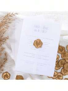 Bộ 10/30 phong bì giấy da đựng thiệp cưới. Phong bì giấy da bán trong suốt, gấp sẵn, kích thước 5x7 inch, thích hợp để gói thiệp mời, dùng cho đám cưới, tiệc cưới, tiệc tùng, Ngày của Mẹ và lễ tốt nghiệp. - mờ - Xem 7