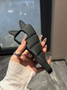 Cute Padded Cat Ear Phone Case Compatible With IPhone 17/17 Pro Max/17/17 Pro/16/16 Pro/16 Pro Max/15/15 Pro/16 Pro Max - Black - View 4