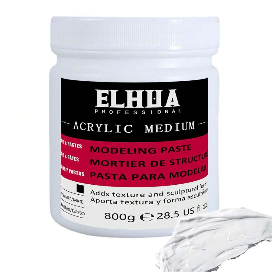 ELHUA 350克/800克/1400克 厚重造型膏 49.4/28.2/12.35盎司 - 高密度丙烯媒介剂 - 用于塑造纹理和厚度，可制作厚重纹理，质地轻盈；干燥后硬度如石，完全干燥后可打磨或雕刻，可与专业丙烯颜料和媒介剂混合使用。 - 造型膏 - 查看 1