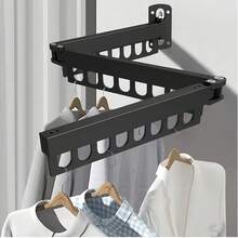 1 Piece Of Stainless Steel Foldable Clothes Hanger, Portable Wardrobe, Drying Rack, Multifunctional Indoor/Outdoor Multi-Hole Hanging Clothes Rack, Invisible Foldable Balcony Clothes Rack, Portable Wall-Mounted Household Kitchen Storage And Organization Hanging Rack, Portable Wardrobe. - Multicolor - View 8