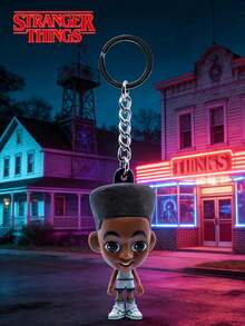 1 قطعة مفتاح سلسلة شخصية ثلاثية الأبعاد مرخصة رسميًا من Netflix لمسلسل Stranger Things، دمية صغيرة بطراز أنمي، ديكور مكتبي، هدية عيد الحب للمعجبين - متعدد الألوان 4 - مشاهدة 2