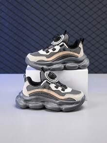 Teenage Fashion Sneakers, Girls' Mesh Breathable Casual Sports Shoes With Hook And Loop, Running Student Shoes - Grey - View 3