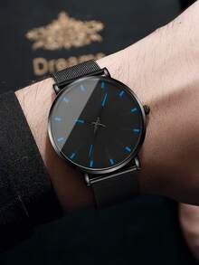 BERGCOZ Men's Casual Fashion Quartz Round Watch, Suitable For Daily Wear, Birthday Gift, Party, Holiday Gathering, Also An Ideal Gift For Yourself Or Friends. No Packaging Included. - V137 - View 4