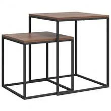 CROISSANCE Ensemble de table basse 2 pcs Bois d'ingénierie et métal - Noir - Voir 3