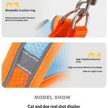 New Pet Cat & Dog Harness Set With Leash, Anti-Pull Anti-Choke Reflective Vest, Suitable For Small & Medium Dogs, Adjustable Detachable Thick Padded Leash, Lightweight Breathable - Purple - View 9