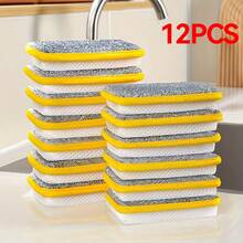 12/6/3/1 piezas Esponja para lavar platos de cocina, Estropajo no rayante, Esponja de limpieza de doble cara, Almohadilla de limpieza, Esponja para platos de cocina, Suministros de limpieza, Herramientas de limpieza - Multicolor - Ver 11