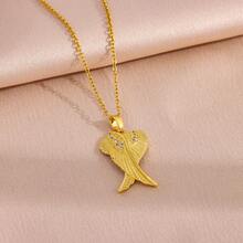 1 chiếc vòng cổ thiên thần nhỏ mạ vàng 18K đính đá Zirconia, mặt dây chuyền hình cánh thiên thần cổ điển bằng thép không gỉ, vòng cổ thời trang phù hợp cho phụ nữ đeo hàng ngày. - 40+5cm - Xem 11