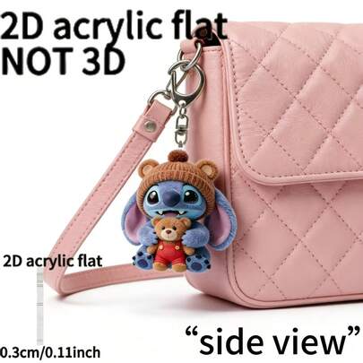 2D Flat Disney Stitch Keychain. Multifunctional Pendant Suitable For Bags, Keys And Car Doors. It Is A Daily Practical Healing-Style Accessory That Matches Any Commuter Outfit. It Is The Best Birthday Gift For Your Best Friend Or Girlfriend. Practical And Decorative, With A Unique Design That Is Not Easy To Replicate. It Adds A Touch To Your Daily Outings, Enhances The Style Of Your Backpack And Keeps Your Keys More Organized, Bringing You Endless Joy. An Excellent Value Choice.