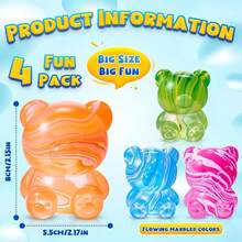 1PC Bear Squeeze Sensory Fidget Gifts, Flow Liner Malt Sugar Bear,Adults Cute Sensory Fidget Stress Thing For Anxiety Stress Relief Office Valentines Party Favor Exchange Prizes Gifts.(Orange) - 橘色 - 查看 3