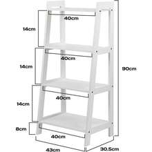 White Display Stand Bookcase Storage Unit 4 Tier Ladder Shelf For Bathroom - Multicolor - View 3