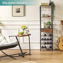 Estante de Vino no Empotrado Para Piso 7 Niveles de Clóset no Empotrado Para Barra de Vino - Cantina Bar Mueble para Casa Cava de Vino de Madera y Metal 40x29x148 cm Con Cajón de Tela Marrón - Marrn - Ver 5