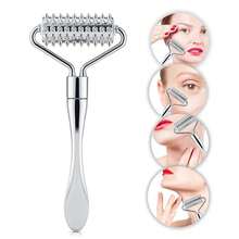 Face Massager Microneedle Roller For Face Zinc Alloy Derma Roller Facial Manual Massager Beauty Tools - Silver - View 2