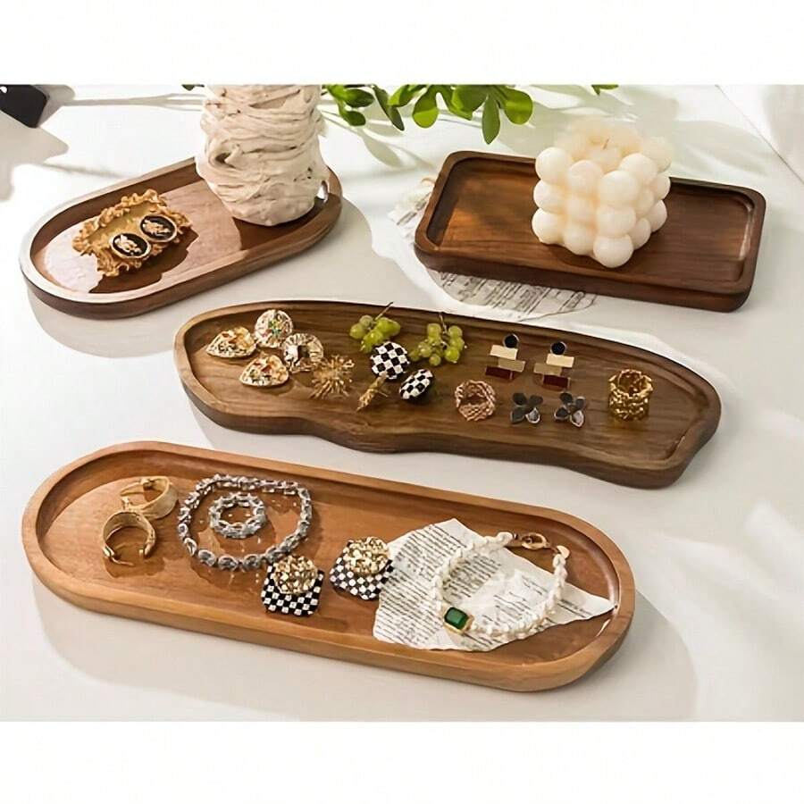 1pc Cloud-Shaped Jewelry Tray, Wooden Tray Suitable For Various Scenarios Such As Keys, Earrings, Necklaces, Soaps, Jewelry, Aromatherapy, Office, Living Room, Entryway Cabinet, Versatile Jewelry Tray - Maroon - View 1